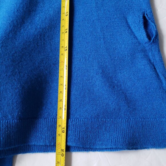 Ann Taylor Merino Wool Tie Front V-Neck Long Sleeve Blue Wrap Sweater - Picture 8 of 10